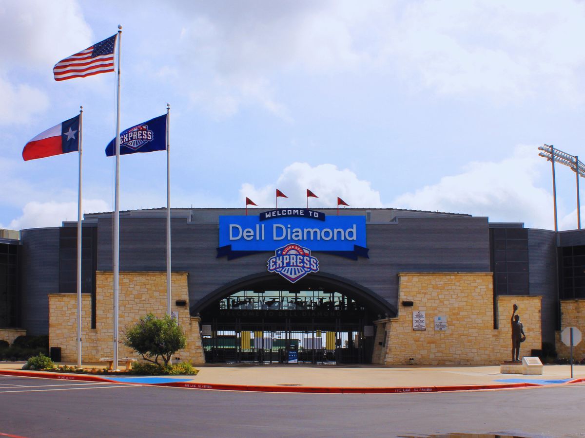 The southwest entrance to the Dell Diamond in Round Rock, Round Rock, TX